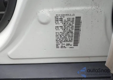 2019 Nissan Rogue Sv из США, поврежденный, VIN JN8AT2MV4KW380591